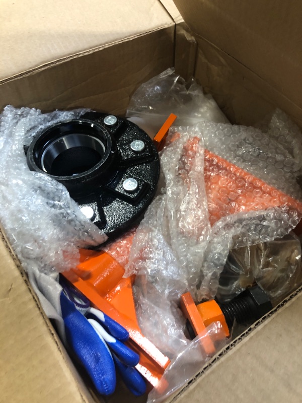 Photo 1 of ** ONLY ONE WHEEL**
2 Pack Shipping Container Wheels 8-Lug Wheels Kit, Heavy-Duty Shipping Container Axles, Moves up to 40ft Shipping Container, Extra Thick Plate 8 Lugx6.5" Bolt-on Spindle Kit Quick Disassembly Orange
