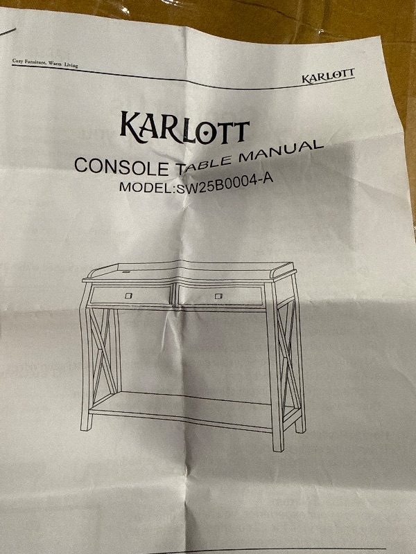 Photo 1 of *** SIMILAR IMAGE UNKNOWN SIZE OR MODEL COLOR GREY**ChooChoo Farmhouse Console Table with Drawers, Narrow Wood Accent Sofa Table Entryway Table with Storage Shelf for Entryway, Front Hall, Hallway, Living Room, Antique White & Brown