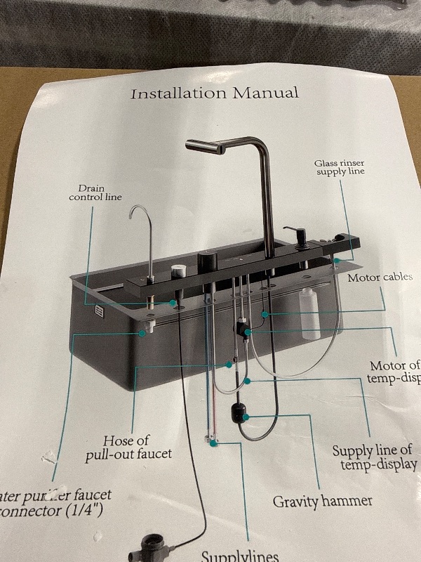 Photo 1 of Dual Waterfall Kitchen Sink Modern Kitchen Sink Single Bowl Digital Smart Sink with Soap Dispenser Stainless Steel Sink with Pull-Out Faucet Workstation Sink with Honeycomb