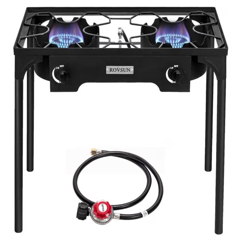 Photo 1 of *** SIMILAR IMAGE UNKNOWN SIZE OR MODEL  VERY USED***ROVSUN 2/3 Burner Outdoor Propane Gas Stove High Pressure Stand Cooker for Backyard Cooking Camping Home Brewing Canning Turkey Frying, 20 PSI CSA Listed Regulator
