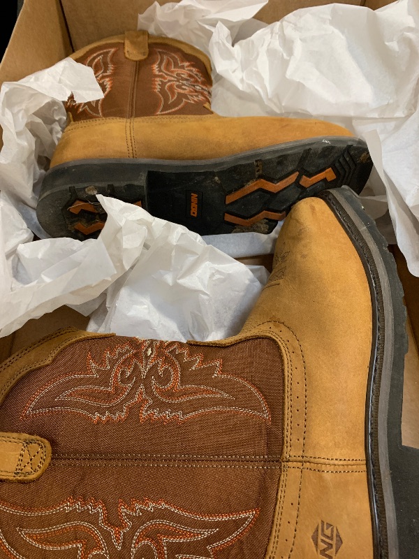 Photo 1 of ** SIMILAR IMAGE DIRTY***NINGO Men's Cowboy Boots Square Steel Toe, Full-Grain Leather & Oxford Splicing, Non-Slip Western Comfortable Work Boots with EH Protection, for Construction, Farming and Outdoor Work size 10