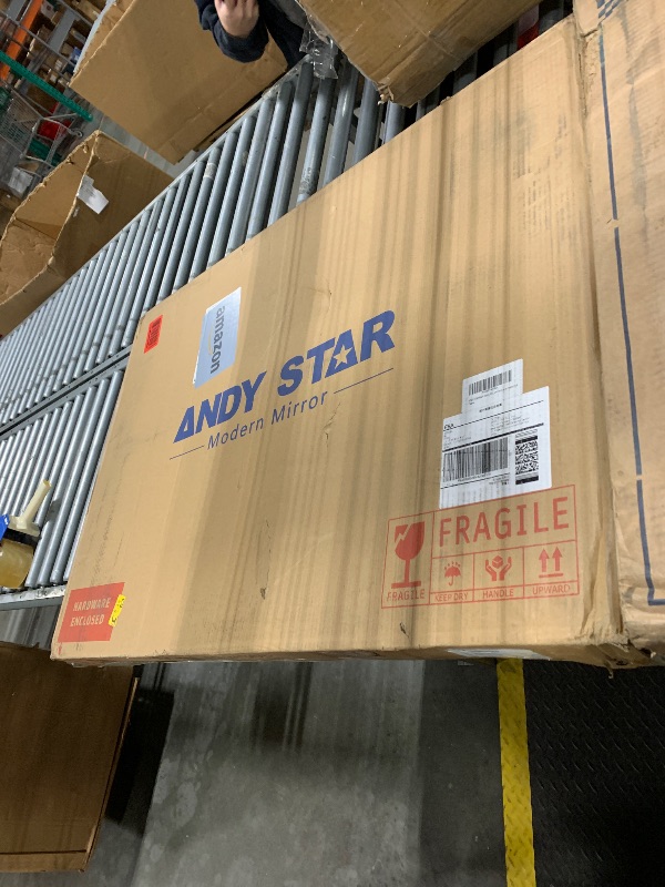 Photo 1 of ANDY STAR Matte Black Mirror, 24x36 Inch Scalloped Bathroom Mirror, Unique Wavy Rectangle Mirror in Stainless Steel Metal 1” Frame, Wall Mount Vertical or Horizontal