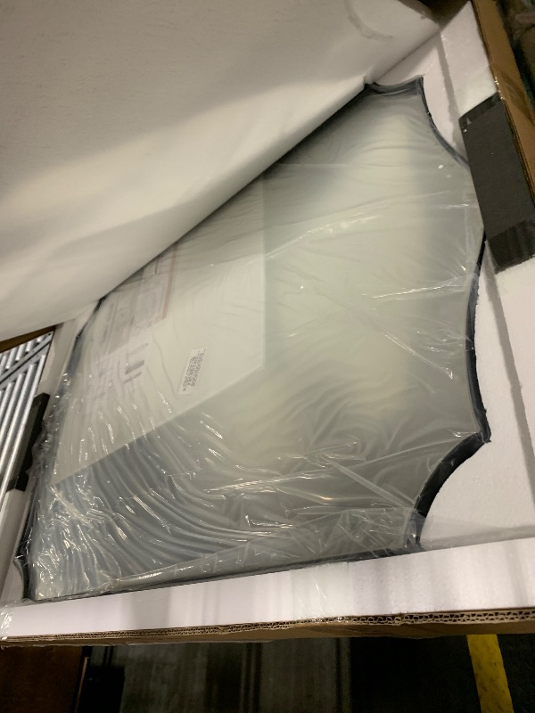 Photo 1 of ANDY STAR Matte Black Mirror, 24x36 Inch Scalloped Bathroom Mirror, Unique Wavy Rectangle Mirror in Stainless Steel Metal 1” Frame, Wall Mount Vertical or Horizontal