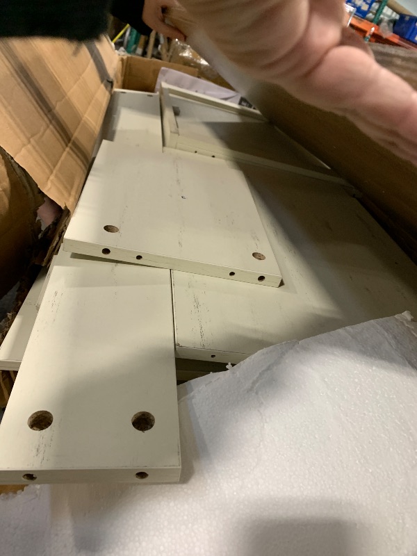 Photo 3 of VASAGLE Hall Tree with Bench and Shoe Storage, Coat Rack with Shoe Bench, Entryway Furniture, 6 Tri-Hooks, Sliding Door, Farmfouse Style, Space Saving, Rustic White and Honey Brown UHSR442W01