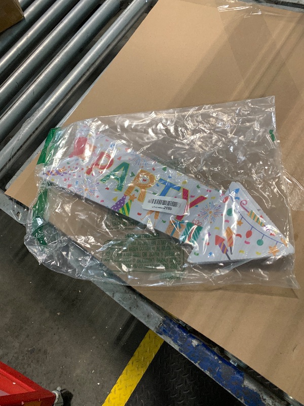 Photo 1 of ** slightly bent ** Party Signs with Stakes, 16 Inches by 5 Inches - Double Sided Signs - Corrugated Plastic - Colorful Birthday Party This Way Sign with Arrow for Yard Outdoors. (3)