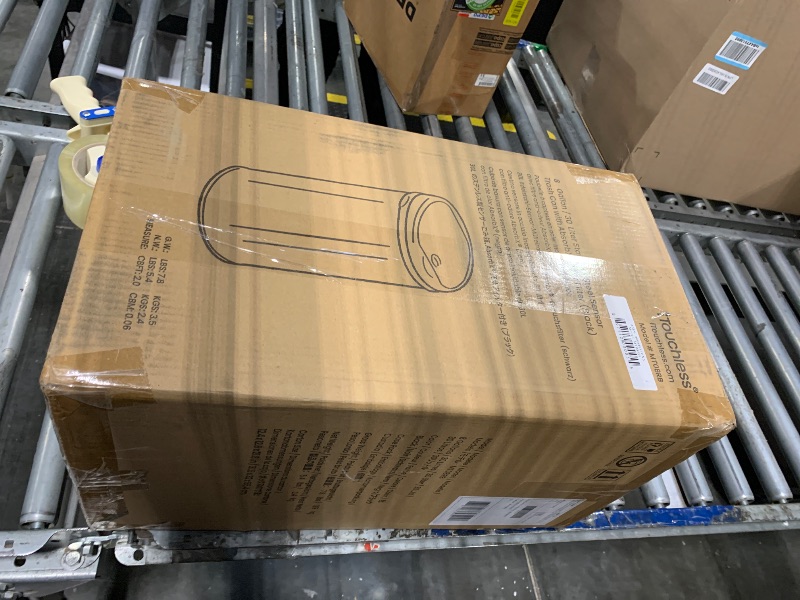 Photo 1 of **UNTESTED & missing the cord**
iTouchless 8 Gallon Touchless Sensor Trash Can with Odor Filter System, 30 Liter Round Black Steel Garbage Bin, Perfect for Home, Kitchen, Office