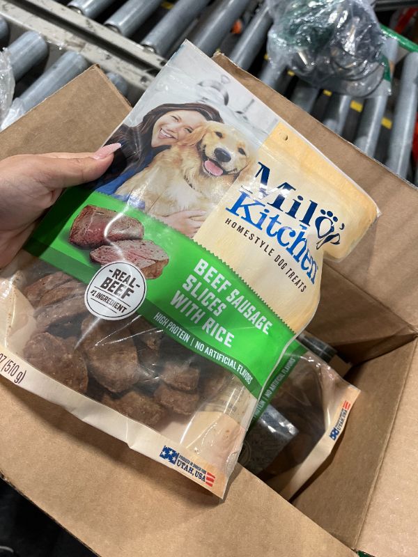 Photo 1 of ***** BB 7/20/26****** Milo's Kitchen Beef Sausage Slices with Rice Dog Treats, 18 Ounce (Pack of 4)