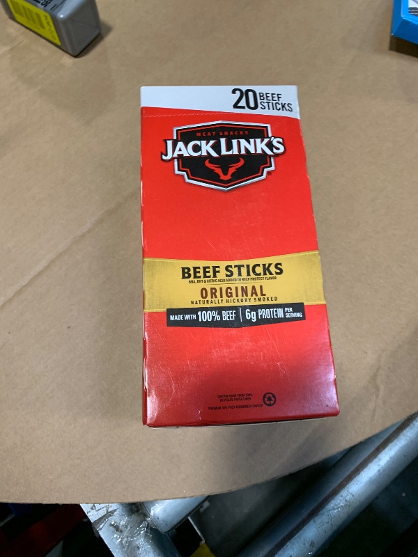 Photo 1 of *** BB 5/26**** Jack Link's Beef Sticks, Original - Protein Snack, Meat Stick with 6g of Protein, Meat Snack Sticks Made with 100% Beef, Keto Friendly, Individually Wrapped - 0.92 Oz. (20 Count)