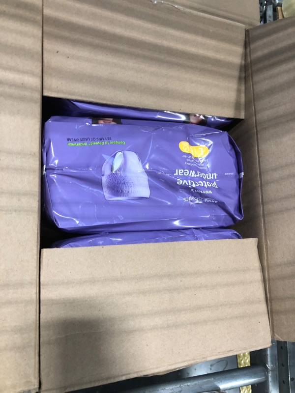 Photo 1 of ****8 PACK OF 3 ***** Amazon Basics Incontinence Underwear for Women, Protective, Disposable, Postpartum, Maximum Absorbency, Large, Lavender, 18 Count