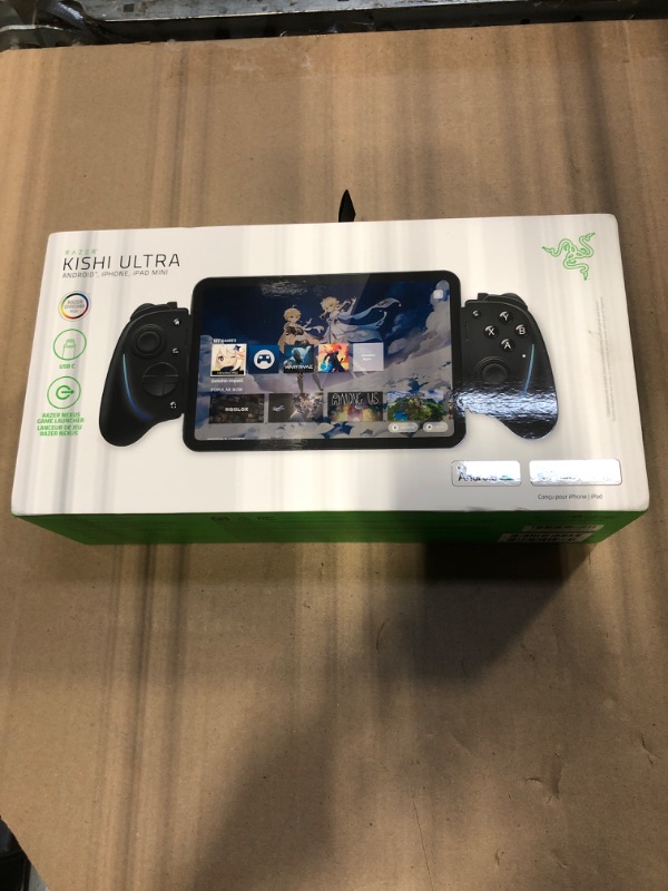 Photo 1 of Razer Kishi Ultra Gaming Controller for Android, iPhone 15 & 16 Series, iPad Mini A17 Pro & 6 (USB C): Pro Controls - Ergonomic Grip - Stream PC, Xbox, PS5 Games on Mobile, Phone, Tablet - Chroma RGB