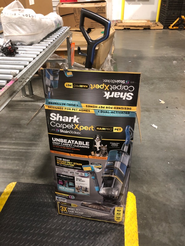 Photo 1 of **** MISSING CLEANING  SOLUTIONS ***** Shark CarpetXpert HairPro with StainStriker Upright Carpet, Area Rug & Upholstery Cleaner, Perfect for Pets & Hair Removal, Carpet Shampooer, 5 Cleaning Tools, Pet Cleaning Solution, Navy, EX304