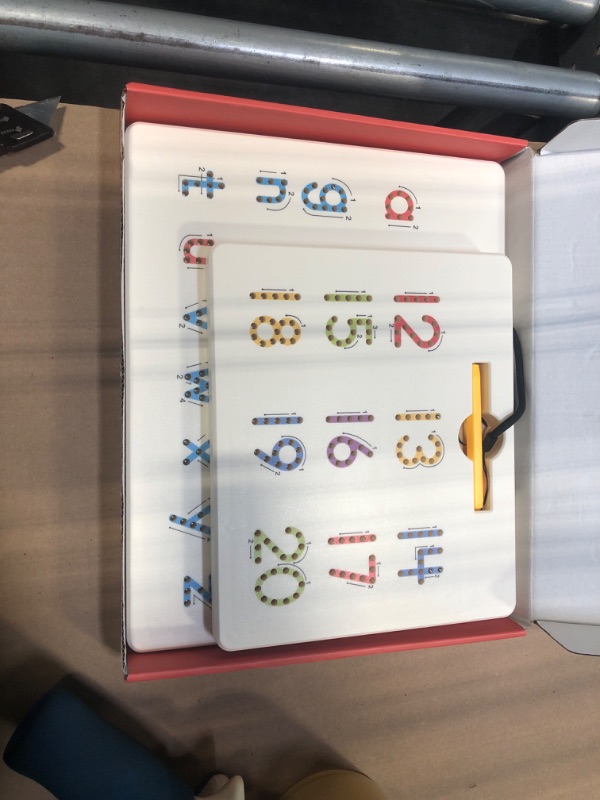 Photo 3 of GAMENOTE Double Sided Magnetic Letter & Number Board Set - Alphabet & Numbers Tracing Board for Toddlers, ABC Uppercase & Lowercase Practicing, Math Learning, Educational Toys for Kids