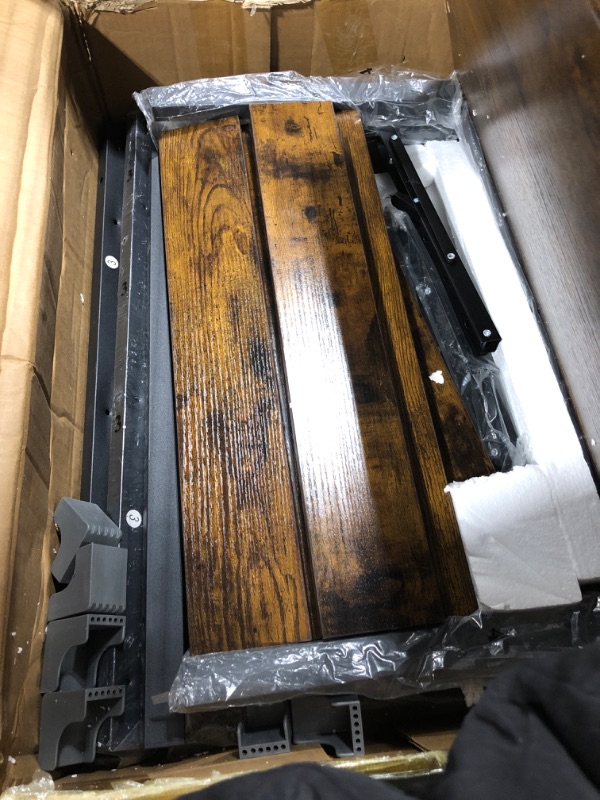 Photo 1 of ** MISSING INSTRUCTIONS AND HARDWARE**
 Tatub 24" Folding C Shaped End Table Set of 4, Small Sofa Side Laptop Desk, Couch TV Tray Table for Living Room, Bedroom, Rustic Brown