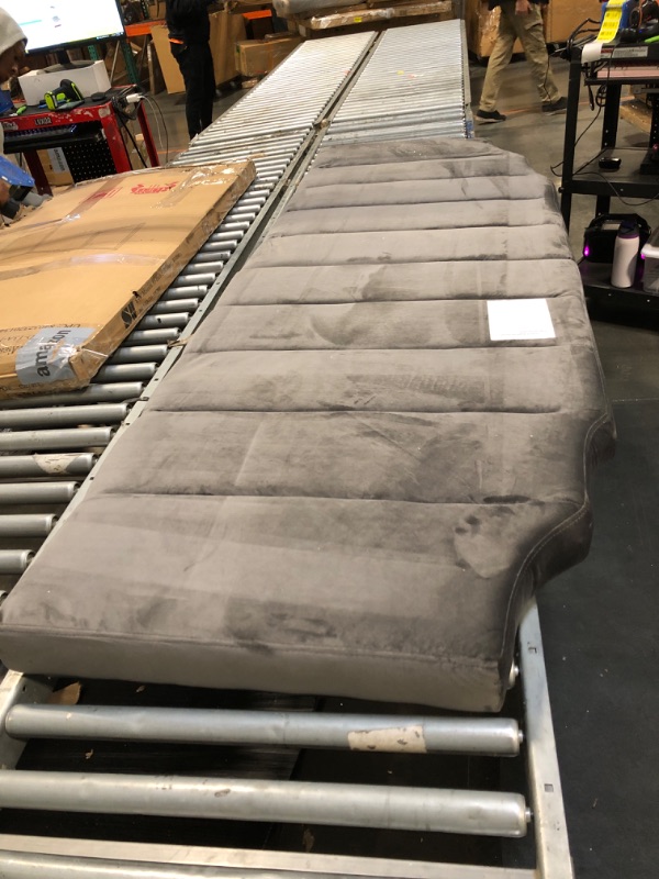 Photo 1 of ** MISSING INSTRUCTIONS AND HARDWARE**24KF Dark Gray Velvet Tufted King Upholstered Headboard, Modern Vertical Channel Design California King Headboard with Stepped Silhouette Top Edge,Dark Gray