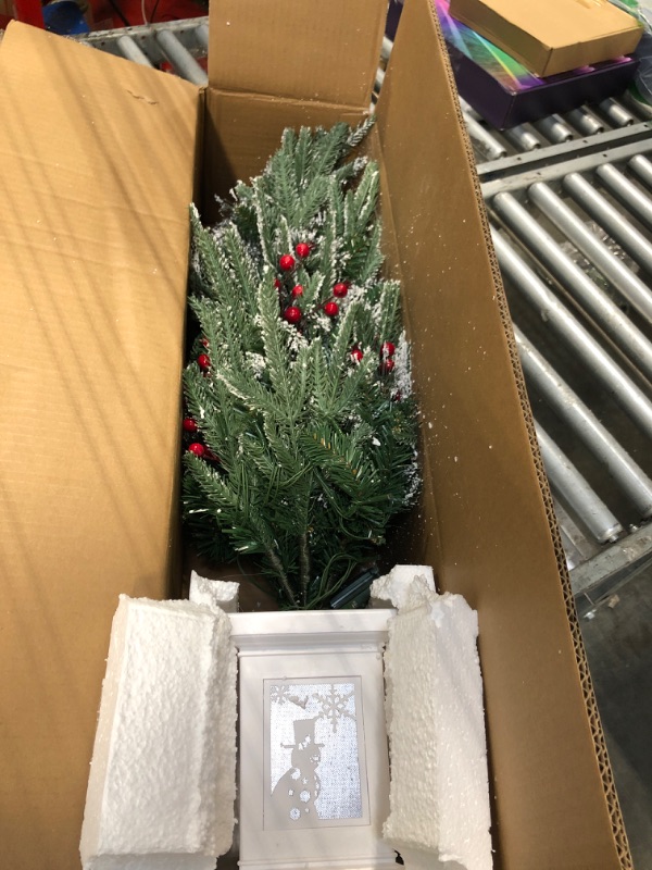 Photo 1 of **UNTESTED**
Garvee 3ft Pre-Lit Christmas Tree, Artificial Christmas Tree with Lighting Snowman Base, Snow Flocked Xmas Tree with 78 LED Lights, Battery Operated and Timer Function, Xmas Decoration for Home