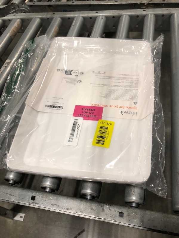 Photo 1 of [Slightly Warped] Lifewit Plastic Serving Tray for Party Supplies,  Pcs White Trays for Serving Food, Reusable Platter for Buffet, Fruit, Snack, Rectangle, Thanksgiving Christmas Essentials, 14" x 10"