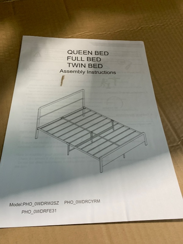 Photo 1 of ** MANUAL INCLUDED** IDEALHOUSE Full Bed Frame with Headboard, Platform Bed Frame with Safe Rounded Corners & Strong Metal Slats Support, Mattress Foundation/Noise-Free/No Box Spring Needed