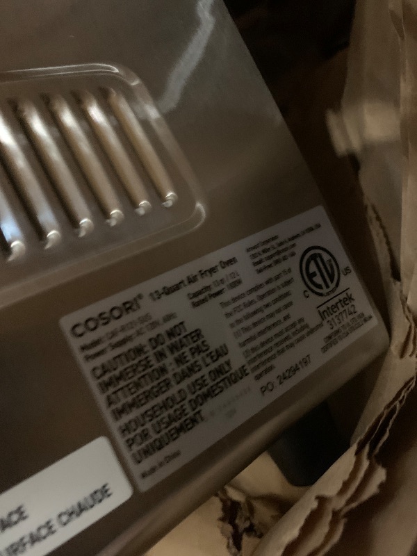 Photo 1 of ** USED / DAMAGE MINOR** COSORI 11-in-1 Ceramic Air Fryer Toaster Oven Combo, Flat-Sealed Heating Elements for Easy Cleanup, Innovative Burner Function, 5 Accessories & Recipes, 26QT, Silver, Stainless Steel