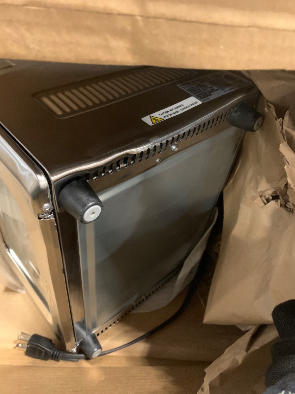 Photo 1 of ** USED / DAMAGE MINOR** COSORI 11-in-1 Ceramic Air Fryer Toaster Oven Combo, Flat-Sealed Heating Elements for Easy Cleanup, Innovative Burner Function, 5 Accessories & Recipes, 26QT, Silver, Stainless Steel