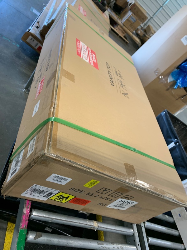 Photo 1 of ** FACTORY SEALED** LOCALAND Gray Vanity Sink Top, 48 Inch Engineered Stone Vanity Top with Double Sinks, 8 Inch Widespread Faucet Holes with Center Sink Countertop, Modern Vanity Top with 4” Height Backsplash