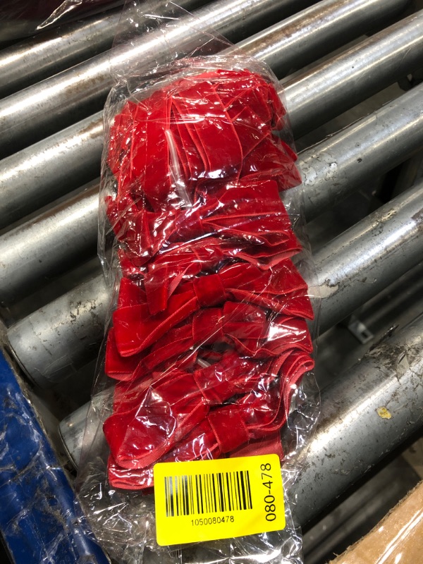 Photo 1 of 12Pcs Red Velvet Ribbon Bows Christmas Tree Decorations,5in x 10in Xmas Ornaments for Tree Home Party Front Door Wreath Holiday Decor