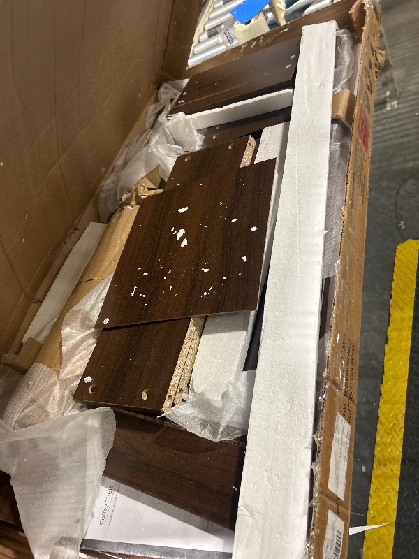 Photo 1 of **UNTESTED**
HAIOOU Coffee Table, Mid Century Modern Center Table for Living Room with Storage, Walnut Tea Table with Drawer, Open Storage Shelf, Floor-Anti-Scratching Pine Leg for Home, Office(Dark Brown)