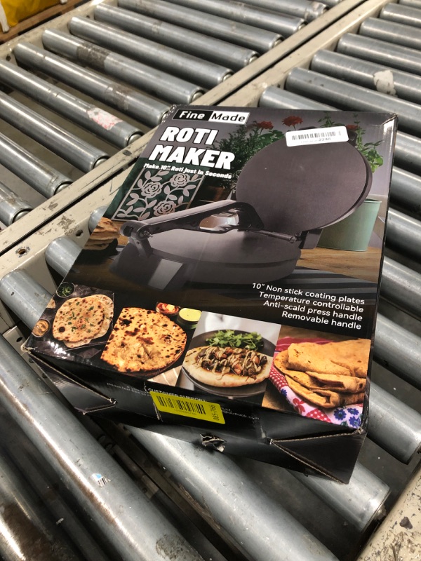 Photo 1 of **Untested**
FineMade Compact 10'' Roti Maker Machine, Electric Tortilla Press with Detachable Handle, Prensa Para Tortillas,Chapati Maker Machine, Burrito Maker, Tortillera, Black