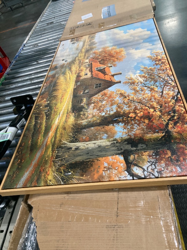 Photo 1 of ***DAMAGE IN ONE CORNER***XLSJERST Framed Rustic Canvas Wall Art Fall Wall Decor - Forest Landscape Farmehouse Large Pictures Wall Decor for Autumn Decor Fall Decorations for Home Office Living Room Bedroom