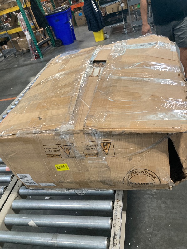 Photo 1 of ***MISSING HARDWARE***DAMAGE SHOWN IN THE PHOTO***Tioutbot 360° Swivel Egg Chair, Oversized Patio Rotating Basket Chair, Steel Frame and Metal Base, Waterproof, PE Rattan Lounge Chair for Indoor & Outdoor, Porch, Living Room, Backyard, Beige