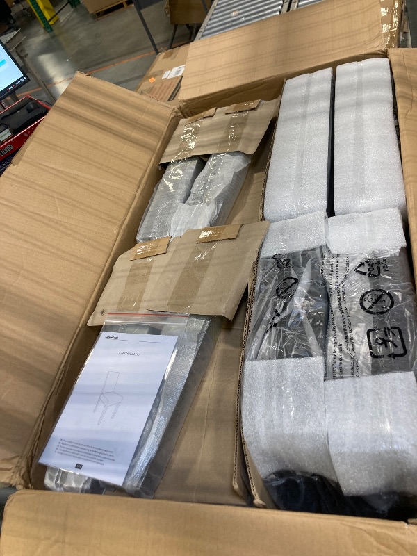 Photo 1 of ****FACTORY SEALED****Yaheetech Dining Chairs Set of 4 Fabric Parson Upholstered Kitchen Chairs with Padded Seat and Solid Wood Legs for Dining Room/Restaurant, Armless Design, Dark Grey