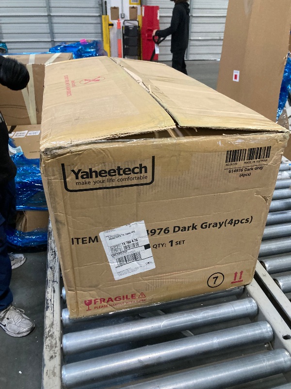 Photo 1 of ****FACTORY SEALED****Yaheetech Dining Chairs Set of 4 Fabric Parson Upholstered Kitchen Chairs with Padded Seat and Solid Wood Legs for Dining Room/Restaurant, Armless Design, Dark Grey