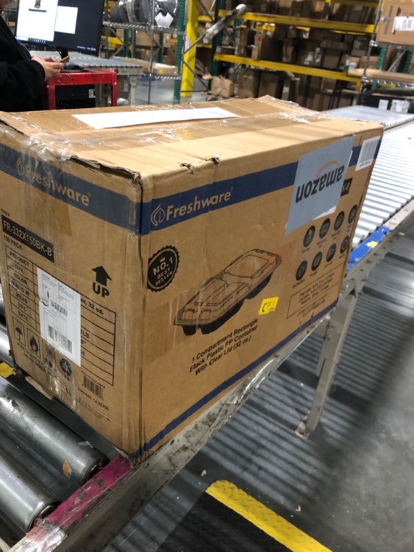 Photo 1 of ****PARTIAL SET***** Freshware Meal Prep Containers [150 Pack] 3 Compartment Food Containers with Lids, Bento Box, Stackable, Microwave/Dishwasher Safe (32 oz)