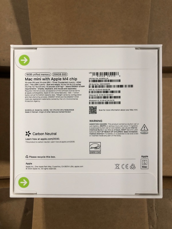 Photo 4 of Apple 2024 Mac mini Desktop Computer with M4 chip with 10?core CPU and 10?core GPU: Built for Apple Intelligence, 16GB Unified Memory, 256GB SSD Storage, Gigabit Ethernet. Works with iPhone/iPad