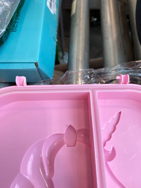 Photo 1 of ***MAJOR DAMAGE*** ***READ CLERK NOTES*** Aimsnk Kids Bento Lunch Box with 12oz Soup Thermo, Kids Leakproof Lunch Food Containers with 4 Compartment,Insulated Hot Food Jar with Lunch Bag for School, Travel (Pink+Pink Jar)