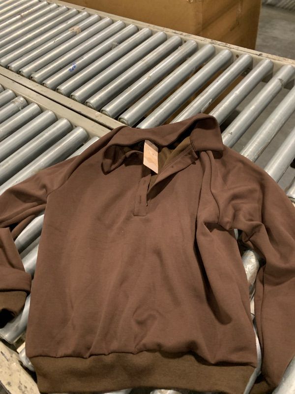 View 3 of ***IT ONLY CONTAINS THE SWEATER., NO PANT**** PRETTYGARDEN Women Fall 1 Piece  Quarter Button Long Sleeve,Sweatshirt (Dark Brown,Large)