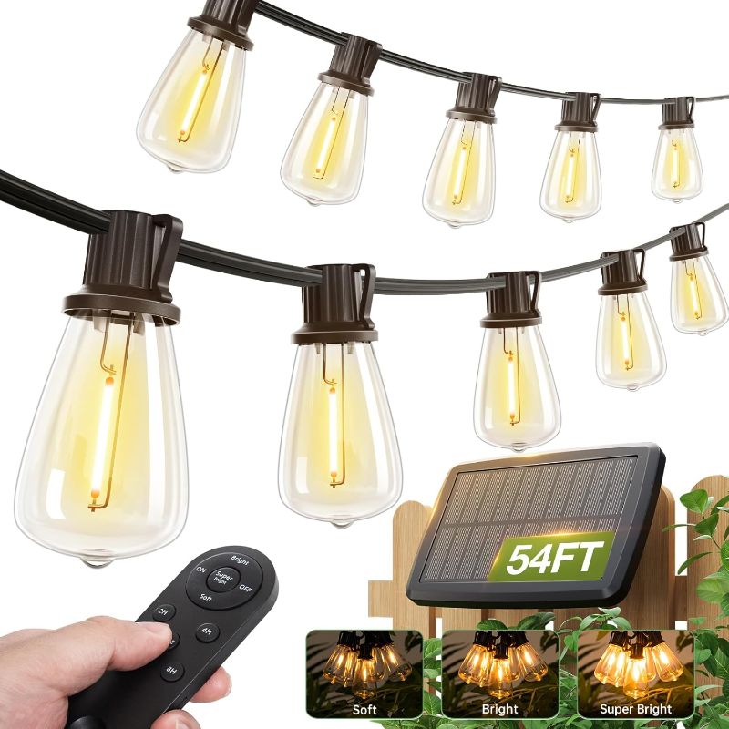 Photo 1 of *** 11 LIGHTS / NO REMOTE CONTROL ***
Addlon 54(48+6) FT Solar String Lights Waterproof,Patio Lights Solar Powered with Remote & USB Port 15+1 LED Shatterproof Bulbs 3 Light Modes, Dimmable Solar Light for Camping Backyard Garden
