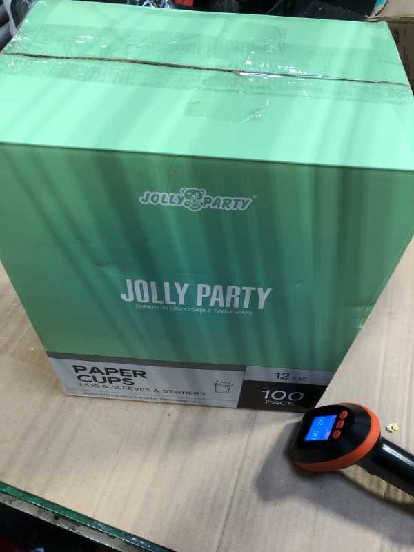 Photo 1 of [100 Pack] 12 oz Paper Coffee Cups, Disposable Paper Coffee Cup with Lids, Sleeves, and Stirrers, Hot/Cold Beverage Drinking Cup for Water, Juice or Tea, Suitable for Home, Shops and Cafes