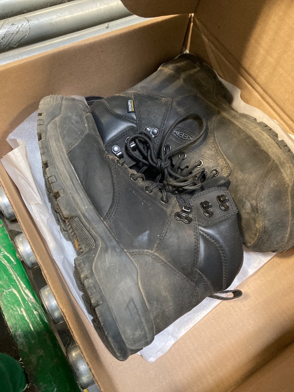 Photo 1 of KEEN Utility Men's Evanston 6" Composite Toe Waterproof Leather Durable Construction Work Boots, Black/Black, 8.5 EE