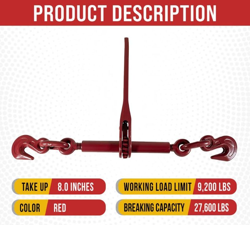 Photo 1 of (3Pack) Mytee Products 3/8"-1/2" Heavy Duty Ratchet Lever Load Binder w/Grab Hooks 9,200 Lbs Working Load Limit | Tie Down Hauling Chain Binders for Flatbed Truck Trailer
