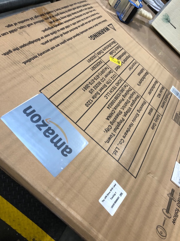 Photo 1 of **MISSING PIECES UNKNOWN**ALLAIBB Extra Wide Pressure Mount Baby Gate Auto Close White Metal Child Dog Pet Safety Gates with Walk Through for Stairs,Doorways,Kitchen and Living Room Suit for 57.48-62.20inch