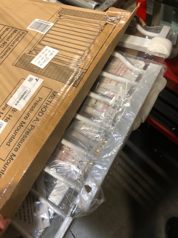 Photo 1 of **MISSING PIECES UNKNOWN**ALLAIBB Extra Wide Pressure Mount Baby Gate Auto Close White Metal Child Dog Pet Safety Gates with Walk Through for Stairs,Doorways,Kitchen and Living Room Suit for 57.48-62.20inch