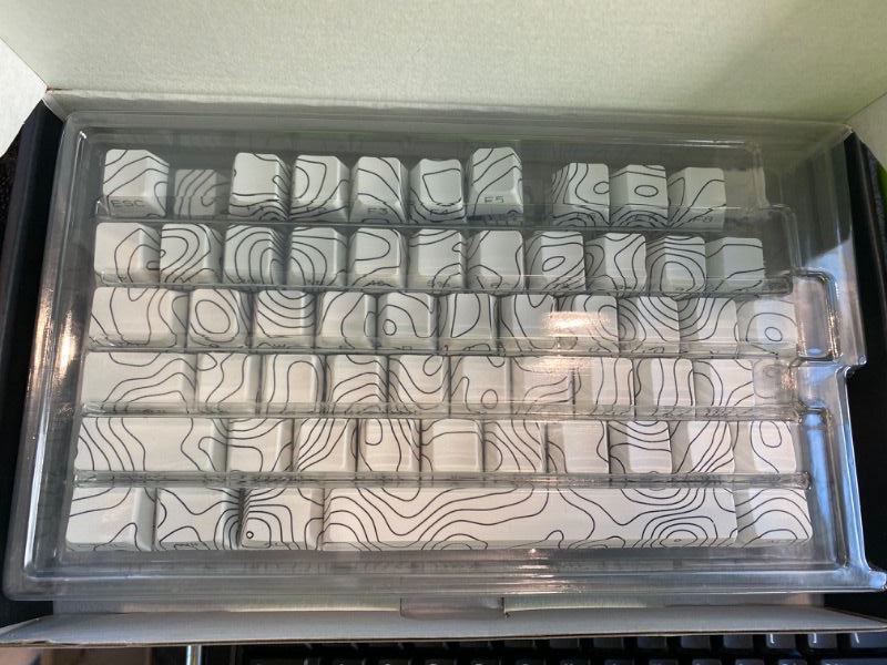 Photo 1 of ***MISSING PIECES*** ***READ CLERK NOTES*** dagaladoo White Topographic keycaps pbt,Double Shot keycaps 75 Percent,Shine Through keycap Set,Side Print keybpard caps,Cherry Profile Key caps for Mechanical Keyboard 100%, 75%, 65%, 60% US Layout