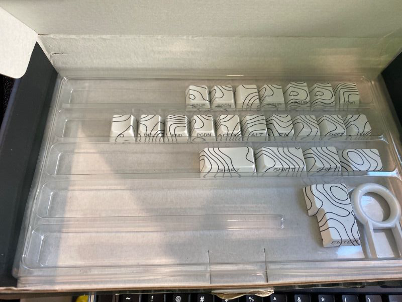 Photo 1 of ***MISSING PIECES*** ***READ CLERK NOTES*** dagaladoo White Topographic keycaps pbt,Double Shot keycaps 75 Percent,Shine Through keycap Set,Side Print keybpard caps,Cherry Profile Key caps for Mechanical Keyboard 100%, 75%, 65%, 60% US Layout