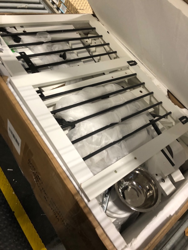 Photo 1 of ***Loose Hardware In Box*** Real Relax 71" Double Dog Crate Furniture, Large Wooden Dog Kennel Furniture with 2 Drawers, Divider and Sliding Door, Indoor Dog House TV Stand for Medium Small Dogs, White