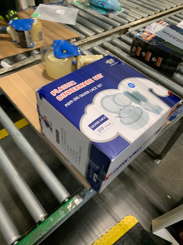 Photo 1 of ??? Count Silver Plastic Dinnerware, Silver Disposable Plates, Includes 30 Dinner & 30 Dessert Plates & 30 Cups & 30 Paper Napkins & 30 Plastic Silverware Set