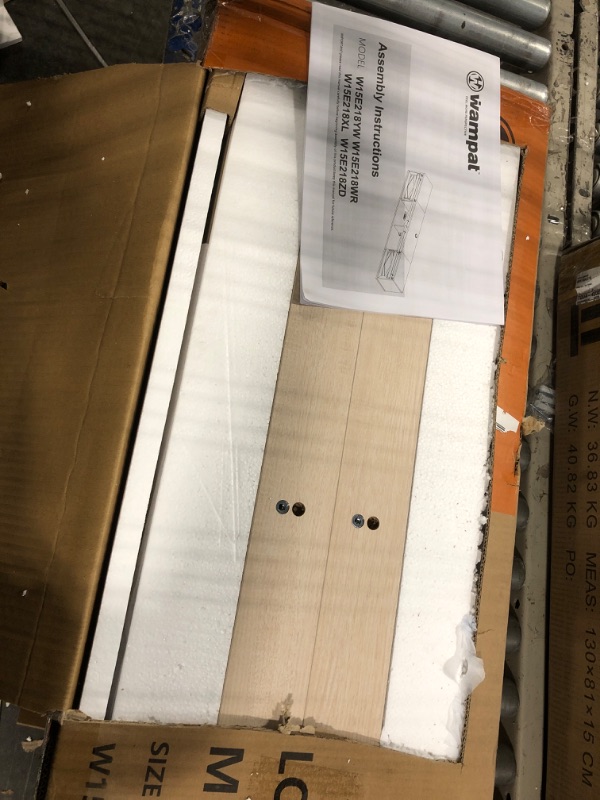 Photo 1 of *****The product dimensions are unknown*****WAMPAT Floating TV Stand for TVs up to 80 Inch, Wood Entertainment Center with Charging Station, Sliding Barn Door Floating TV Shelf for Living Room,Rustic Brown