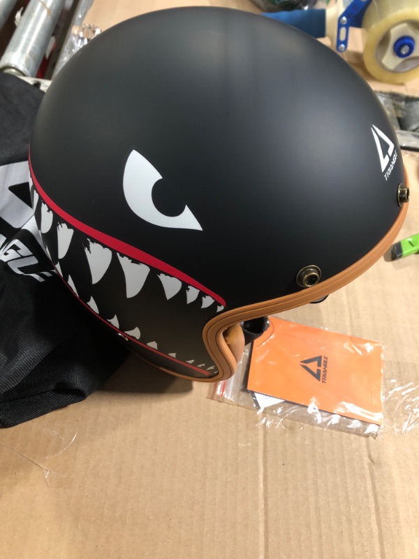 Photo 1 of *** ITEM CORRECT*** TRIANGLE 3/4 Motorcycle Helmet,Retro Open Face Adults Helmets with Visor,Half Face Moped Helmet for Men & Women,DOT Approved Helmets for ATV Cruiser Scooter(L)