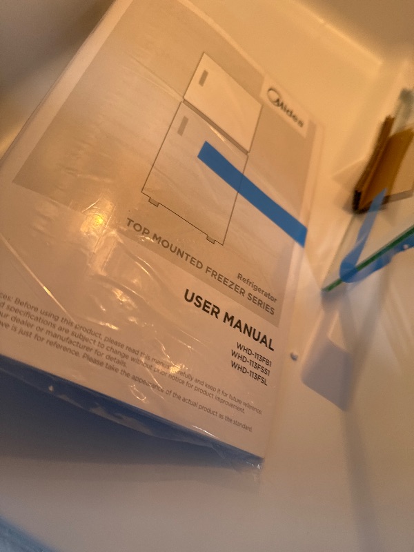 Photo 1 of ***** TURNS ON PERFECTLY****** Midea WHD-113FB1 Double Door Mini Fridge with Freezer for Bedroom Office or Dorm with Adjustable Remove Glass Shelves Compact Refrigerator, 3.1 cu ft, Black