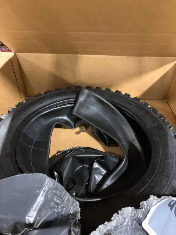Photo 1 of (1 Set) 3.00-12 Dirt Bike Tire and Inner Tube Set - Universal Replacement 80/200-12 Knobby Motocross Bike Tire and Tube for Honda CRF70F/XR70, Yamaha TTR 90, and More - With Vulcanized TR87 Valve Stem