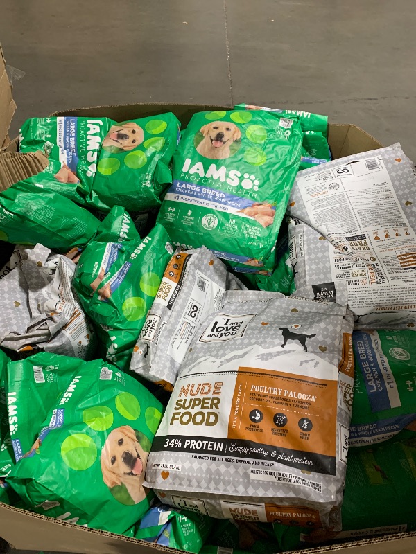 View 2 of ***AS IS / NO RETURNS - FINAL SALE***
***BUNDLED BAG OF ***
Assorted pallet of 15 lb and 23 lb packages of dog food